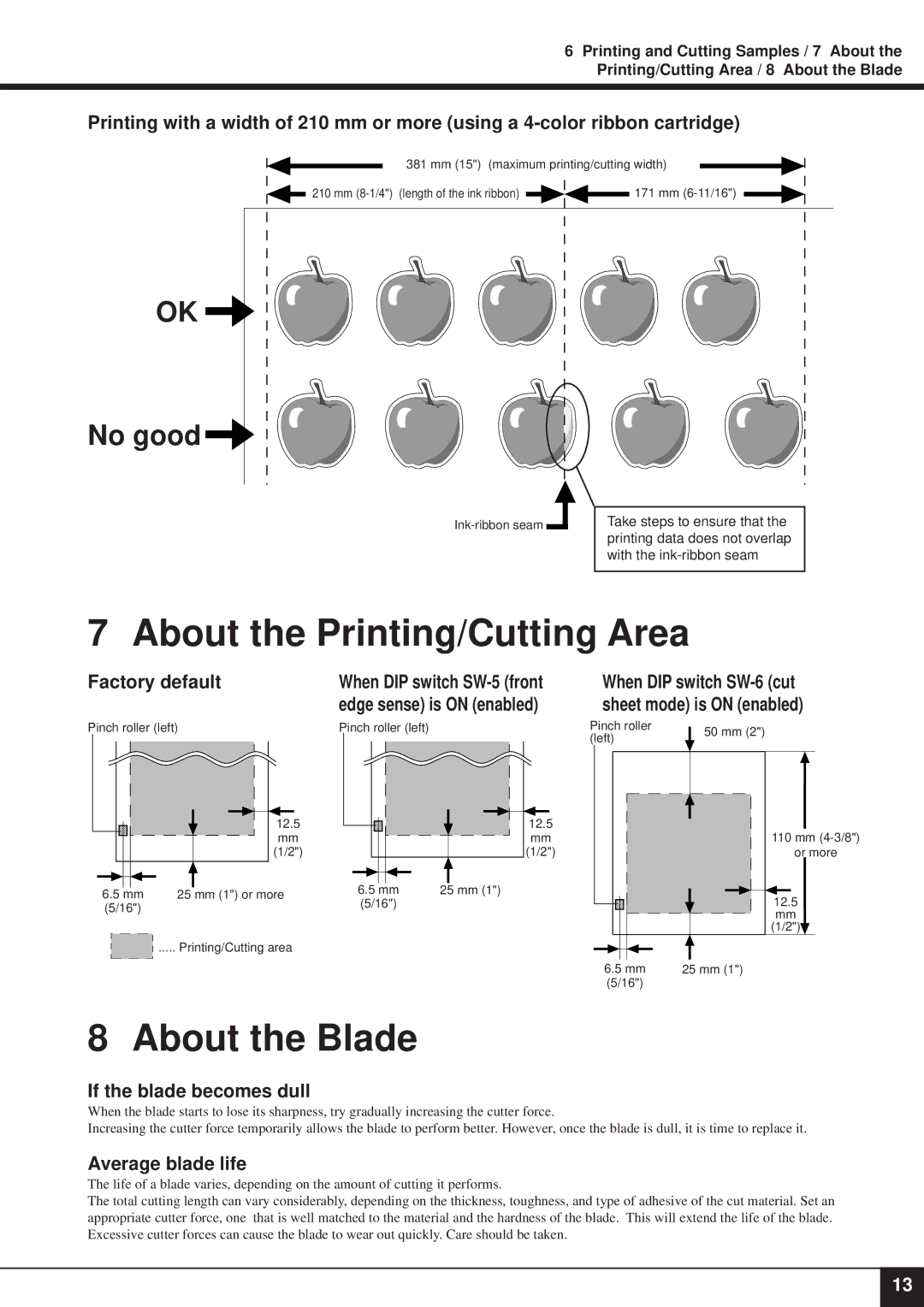 Roland PNC-5000 user manual About the Printing/Cutting Area, About the Blade, No good 