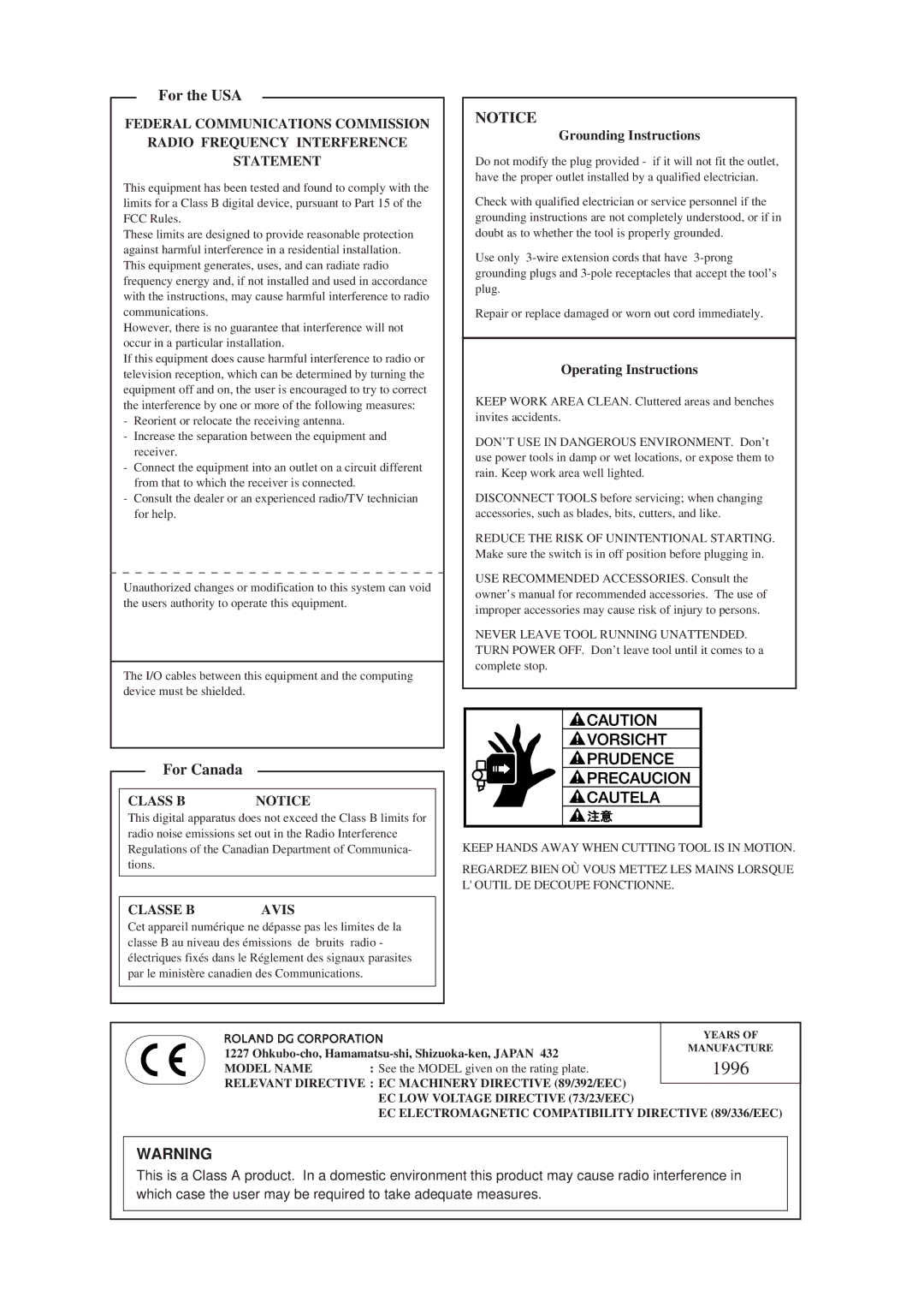 Roland PNC-5000 user manual 1996 