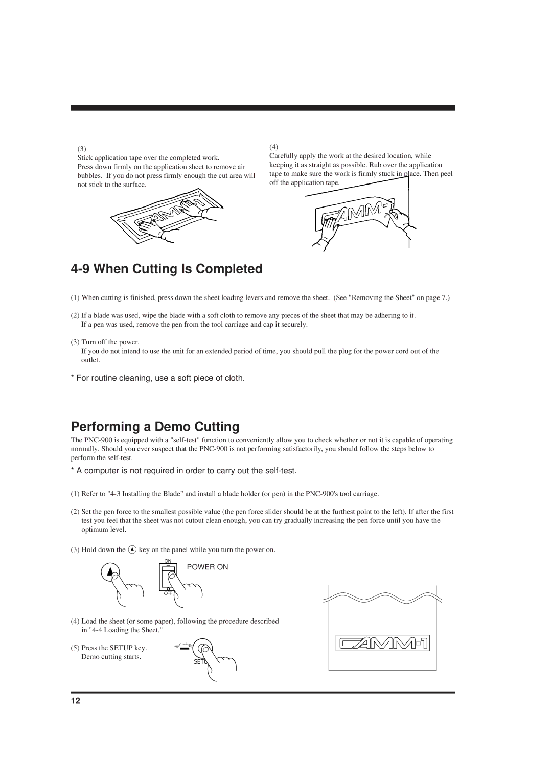 Roland PNC-900 user manual When Cutting Is Completed, Performing a Demo Cutting 