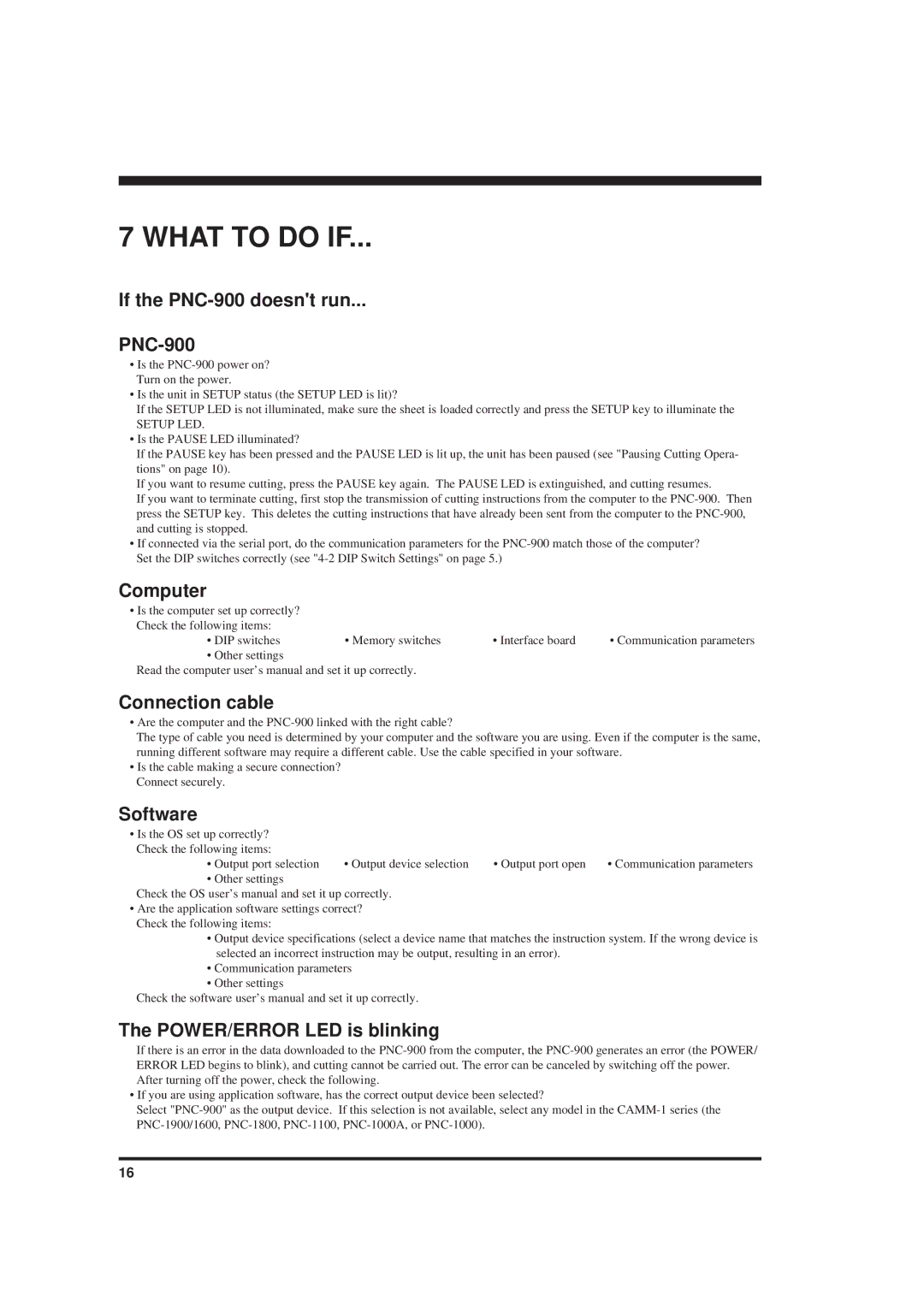 Roland PNC-900 user manual What to do if 