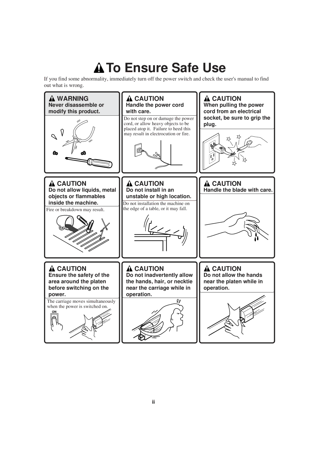 Roland PNC-900 user manual To Ensure Safe Use 