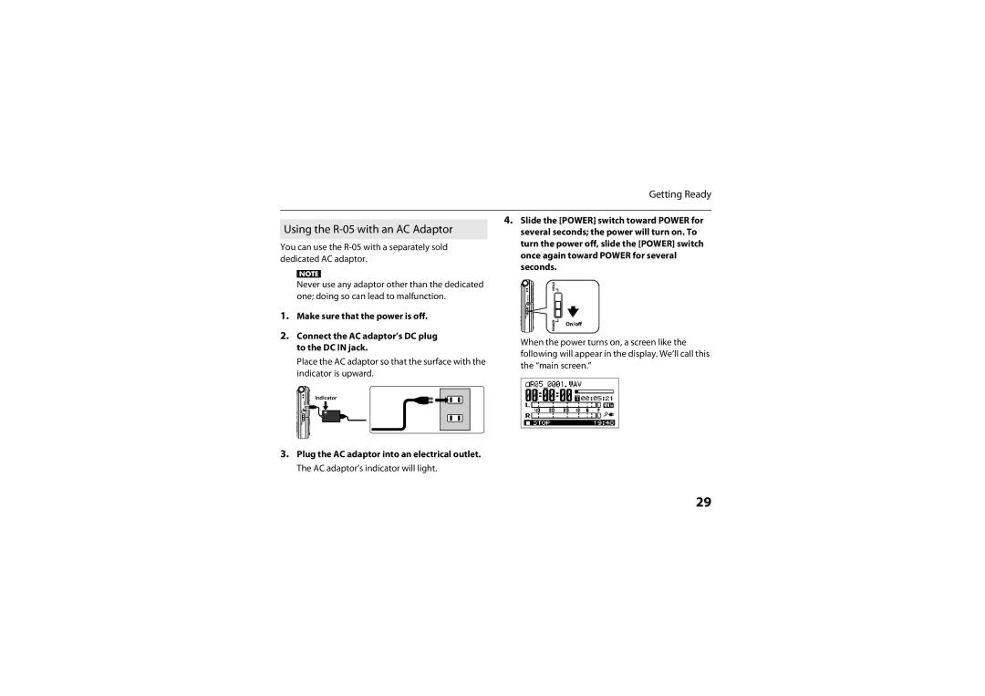 Roland warranty Using the R-05 with an AC Adaptor 