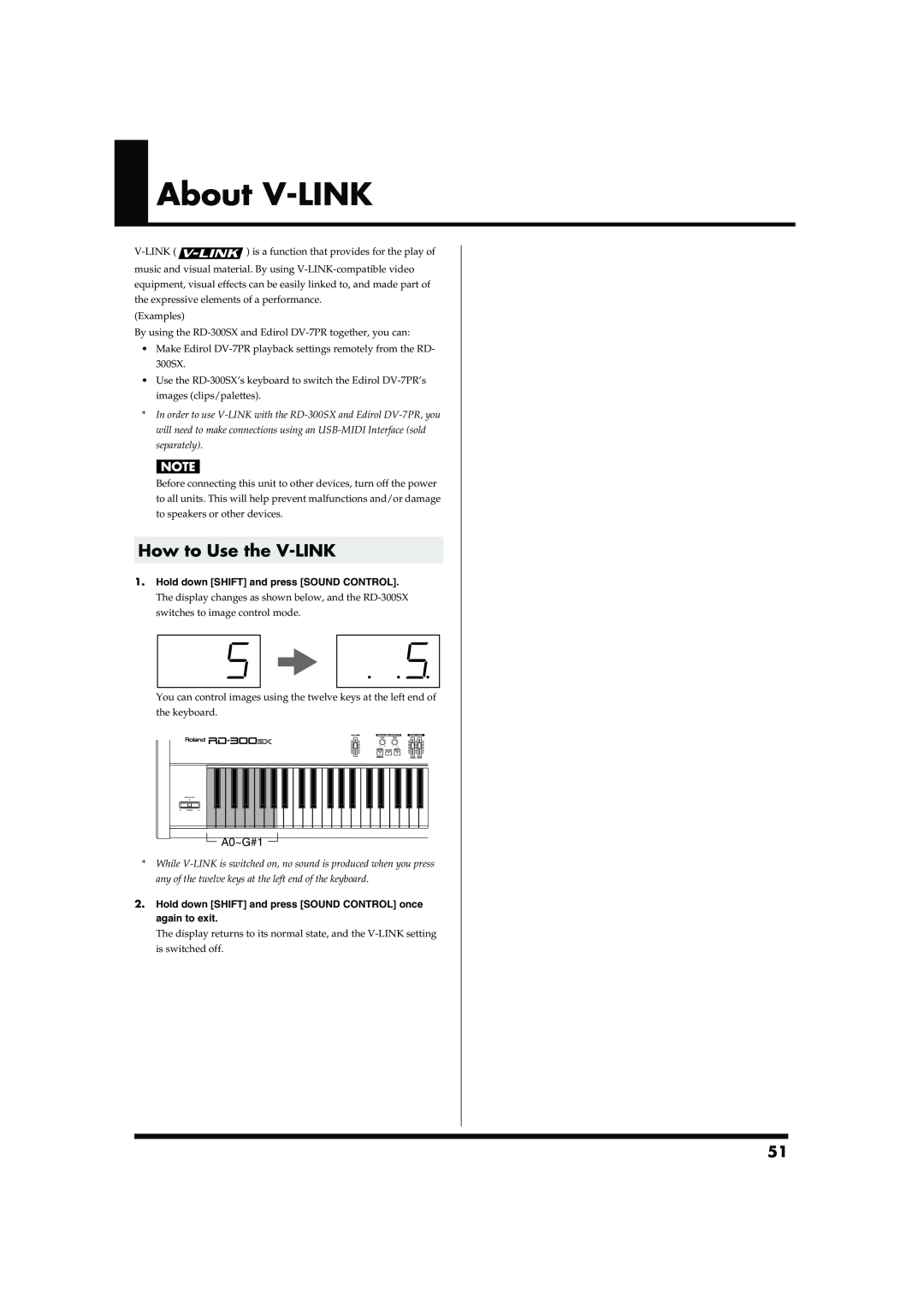 Roland RD-300SX owner manual About V-LINK, How to Use the V-LINK 