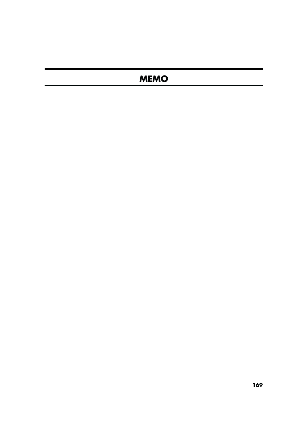 Roland RD-700 owner manual Memo, 169 