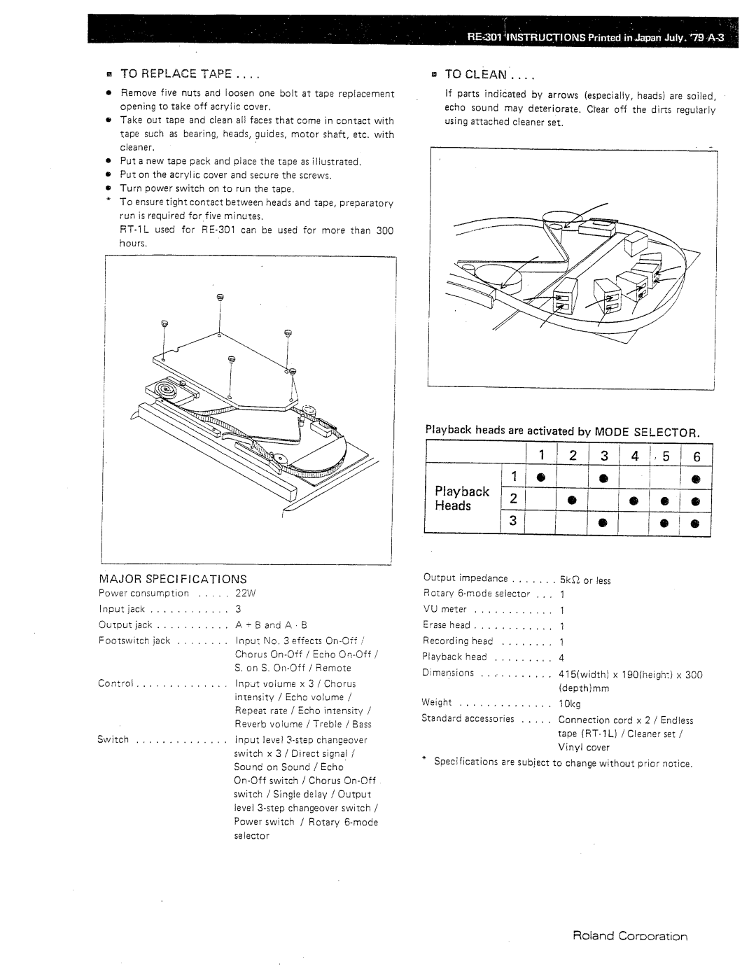 Roland RE-301 manual 