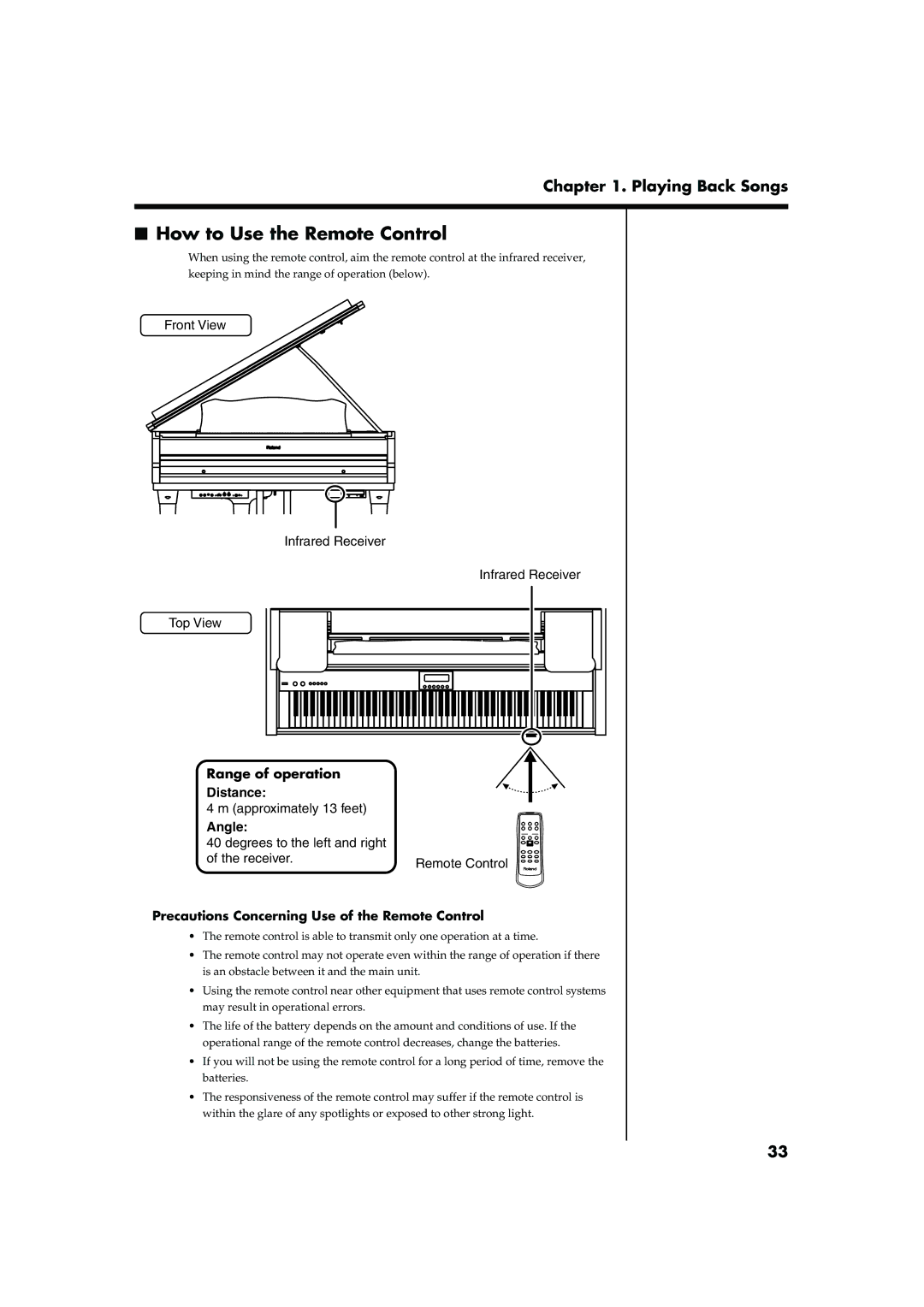 Roland RG-7 manual How to Use the Remote Control, Precautions Concerning Use of the Remote Control 