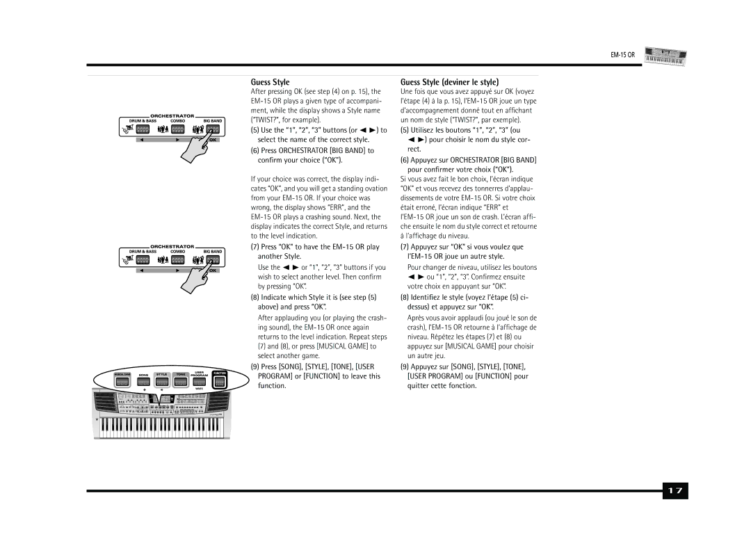 Roland Roland EM-15 OR Oriental Creative Keyboard owner manual Guess Style deviner le style 