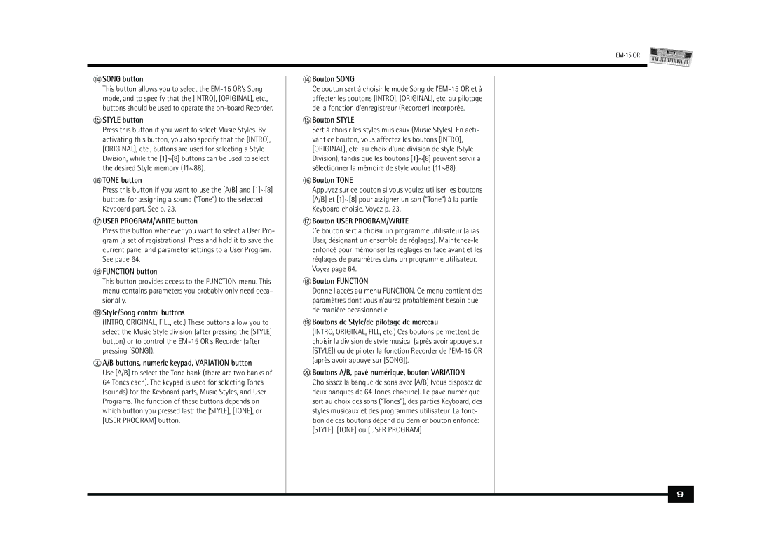 Roland Roland EM-15 OR Oriental Creative Keyboard owner manual See 