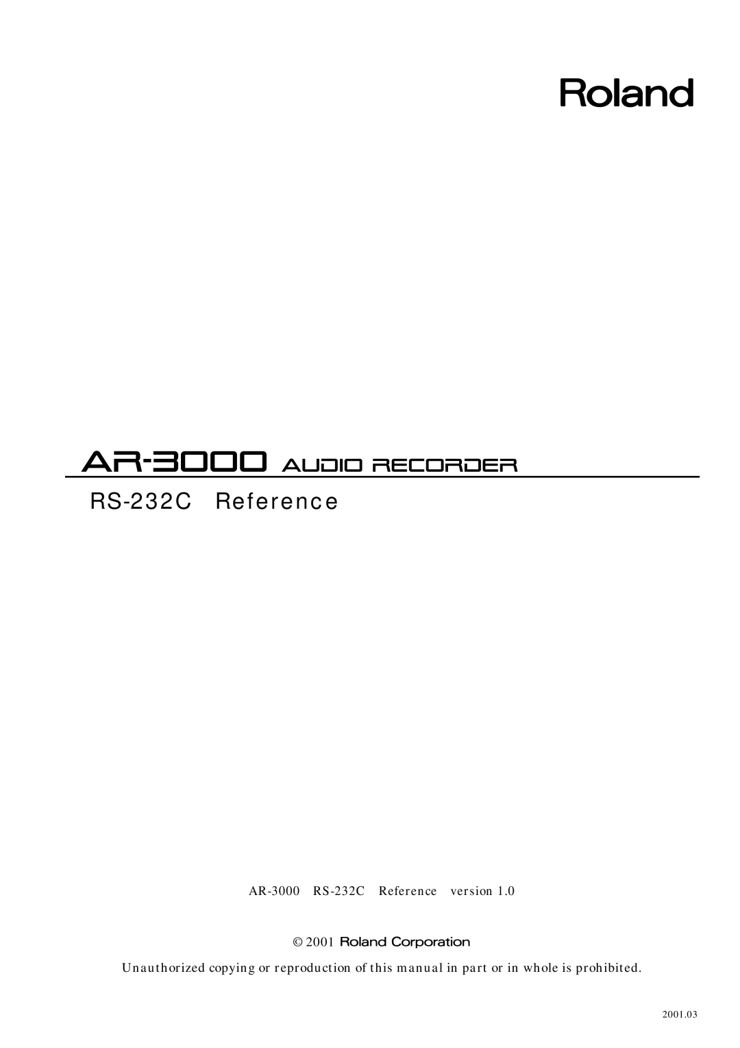 Roland RS 232C manual AR-3000 RS-232C Reference version 