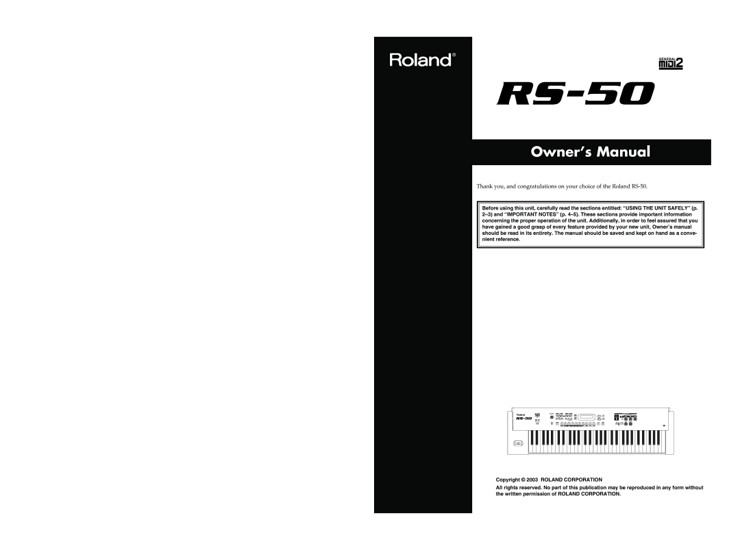 Roland RS-50 owner manual 201a 202 