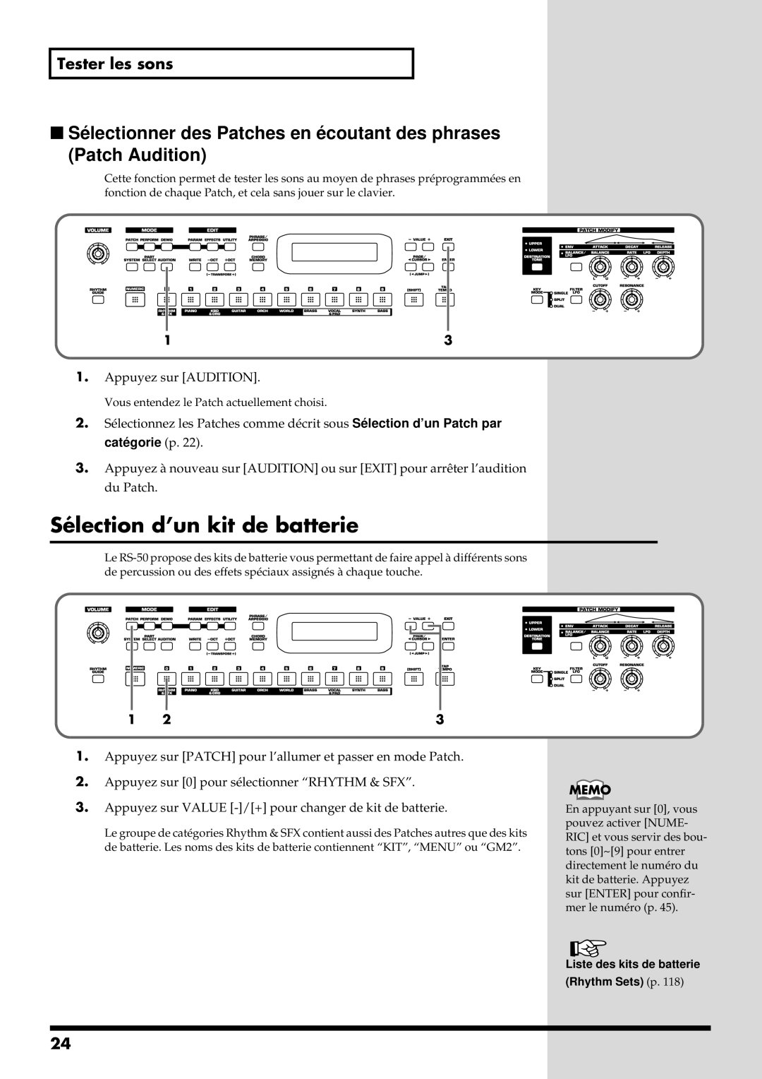 Roland RS-50 manual Sélection d’un kit de batterie 