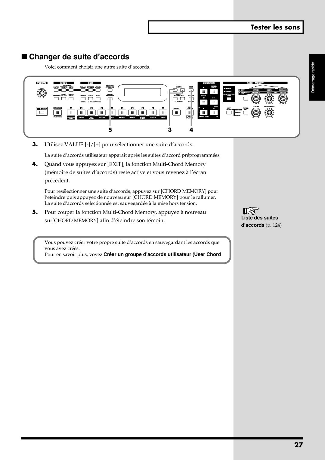 Roland RS-50 manual Changer de suite d’accords 