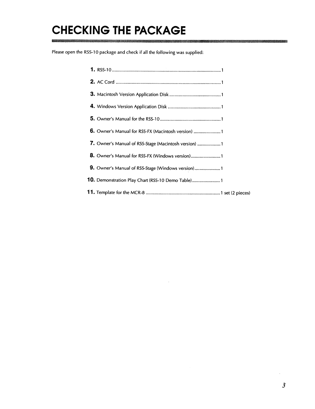 Roland RSS-10 manual 