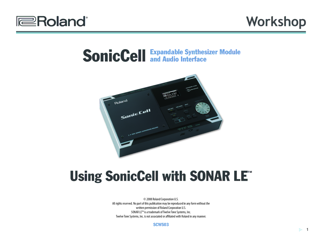 Roland SCWS03 manual Using SonicCell with Sonar LE 