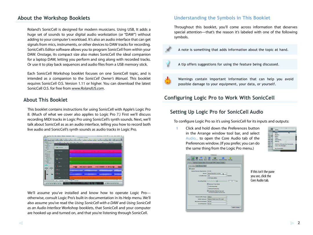 Roland SCWS05 manual About the Workshop Booklets, About This Booklet, Understanding the Symbols in This Booklet 