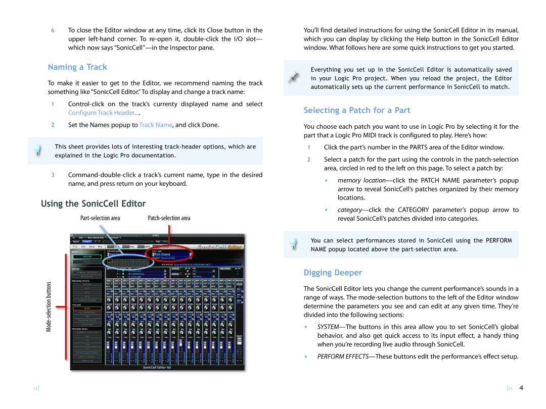 Roland SCWS05 manual Using the SonicCell Editor, Naming a Track, Selecting a Patch for a Part, Digging Deeper 