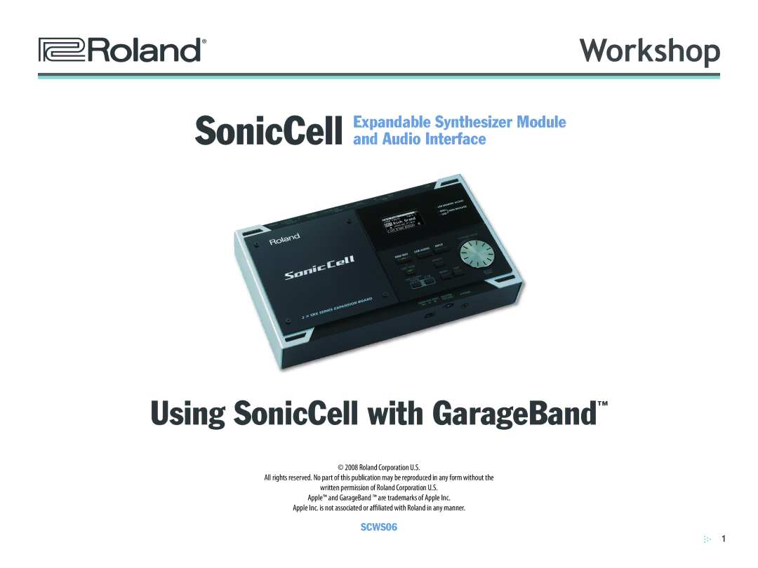 Roland SCWS06 manual Using SonicCell with GarageBand 