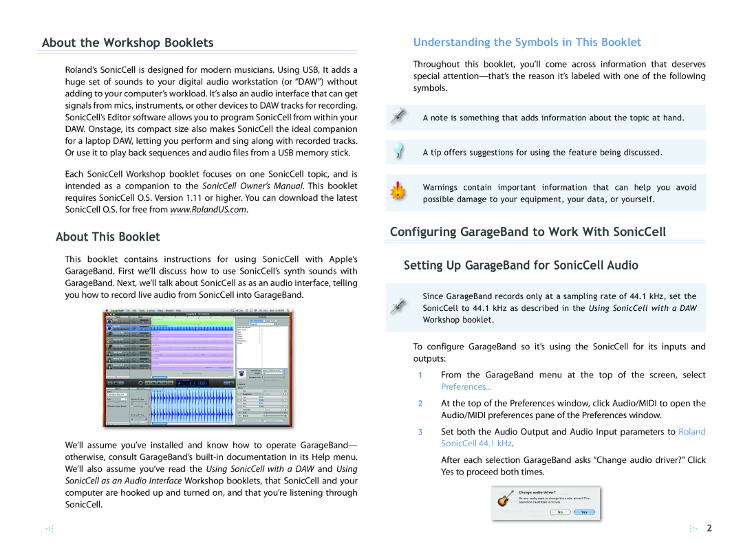 Roland SCWS06 manual About the Workshop Booklets, About This Booklet, Understanding the Symbols in This Booklet 