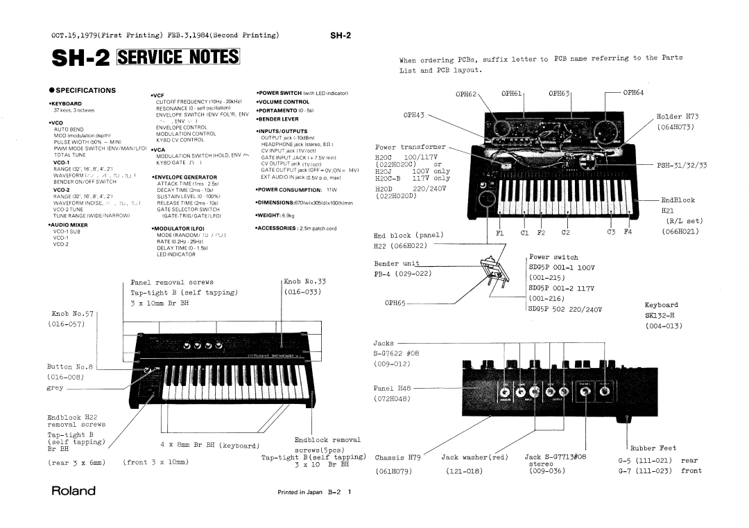 Roland SH-2 manual 