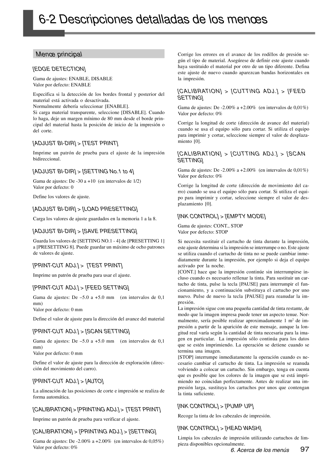 Roland SP-300 manual 2Descripcionesdetalladasdelosmenús, Menú principal 