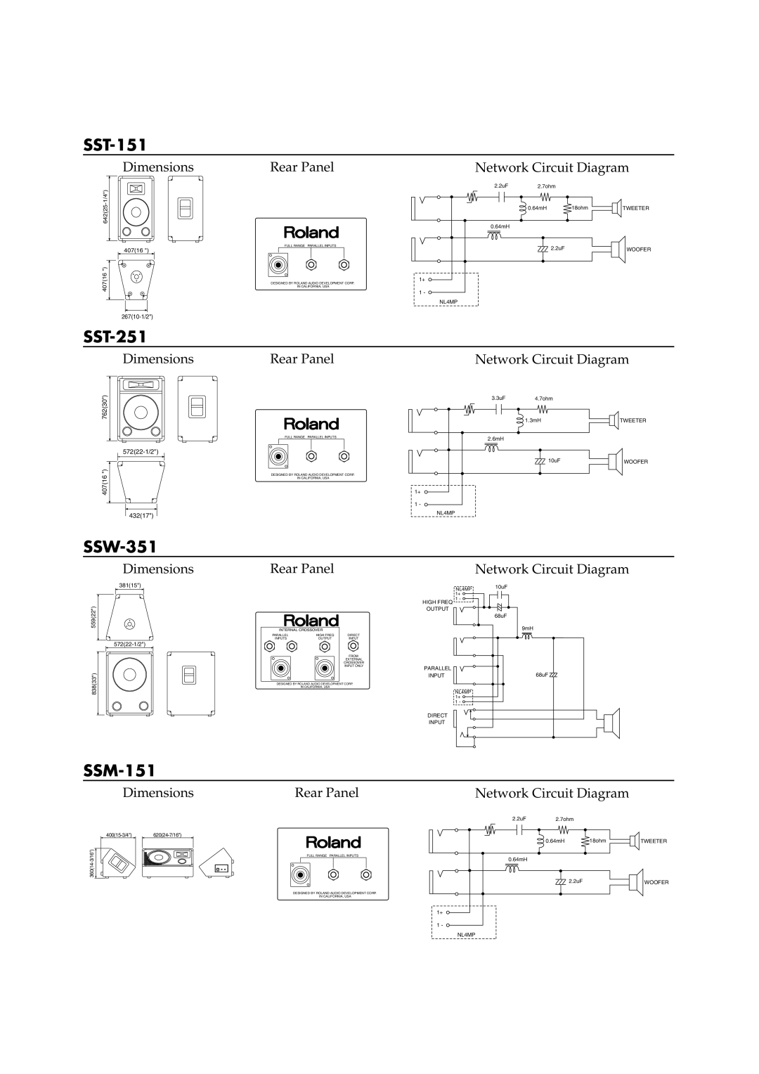 Roland SSW-351, SST-151/251, SSM-151 owner manual 