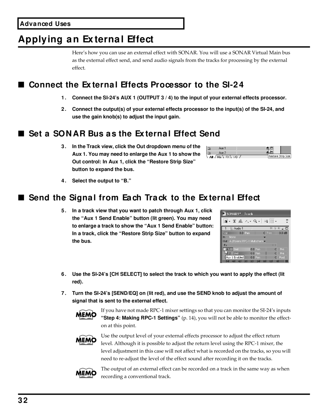 Roland Studio Package Pro owner manual Applying an External Effect, Connect the External Effects Processor to the SI-24 