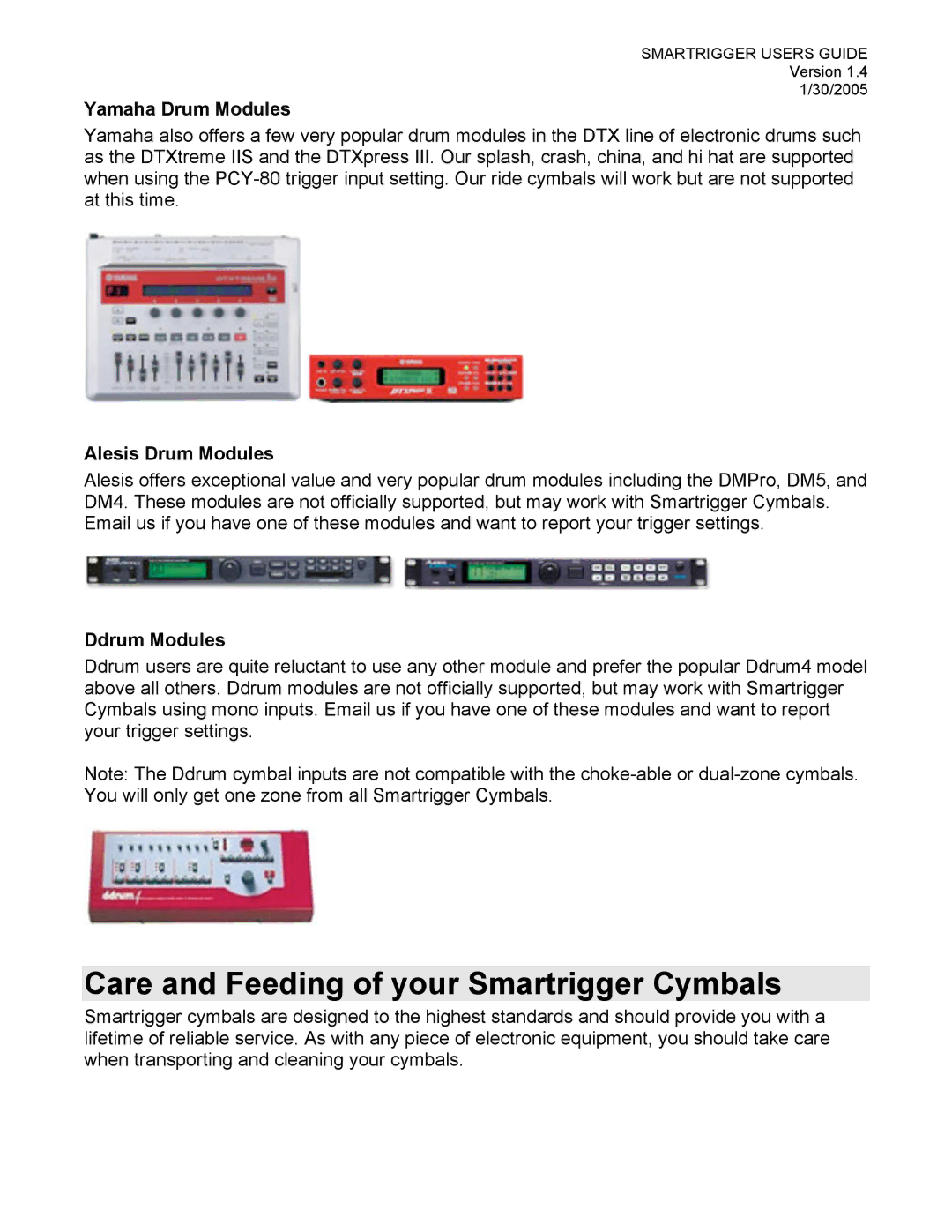 Roland TD-3, TD-12 Care and Feeding of your Smartrigger Cymbals, Yamaha Drum Modules, Alesis Drum Modules, Ddrum Modules 