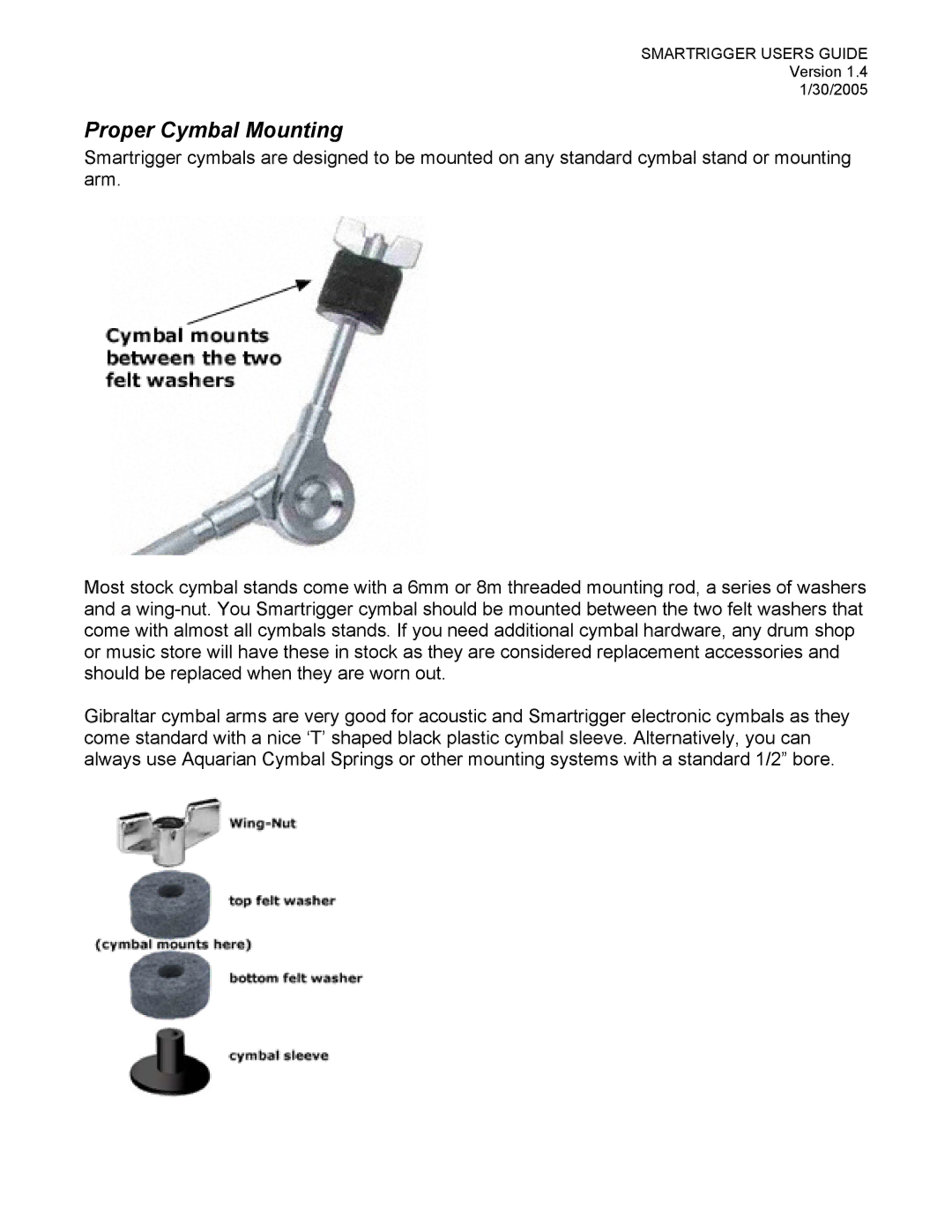 Roland TD-12, TD-3, TD-8, TMC-6, TD-20, TD-6/6V manual Proper Cymbal Mounting 