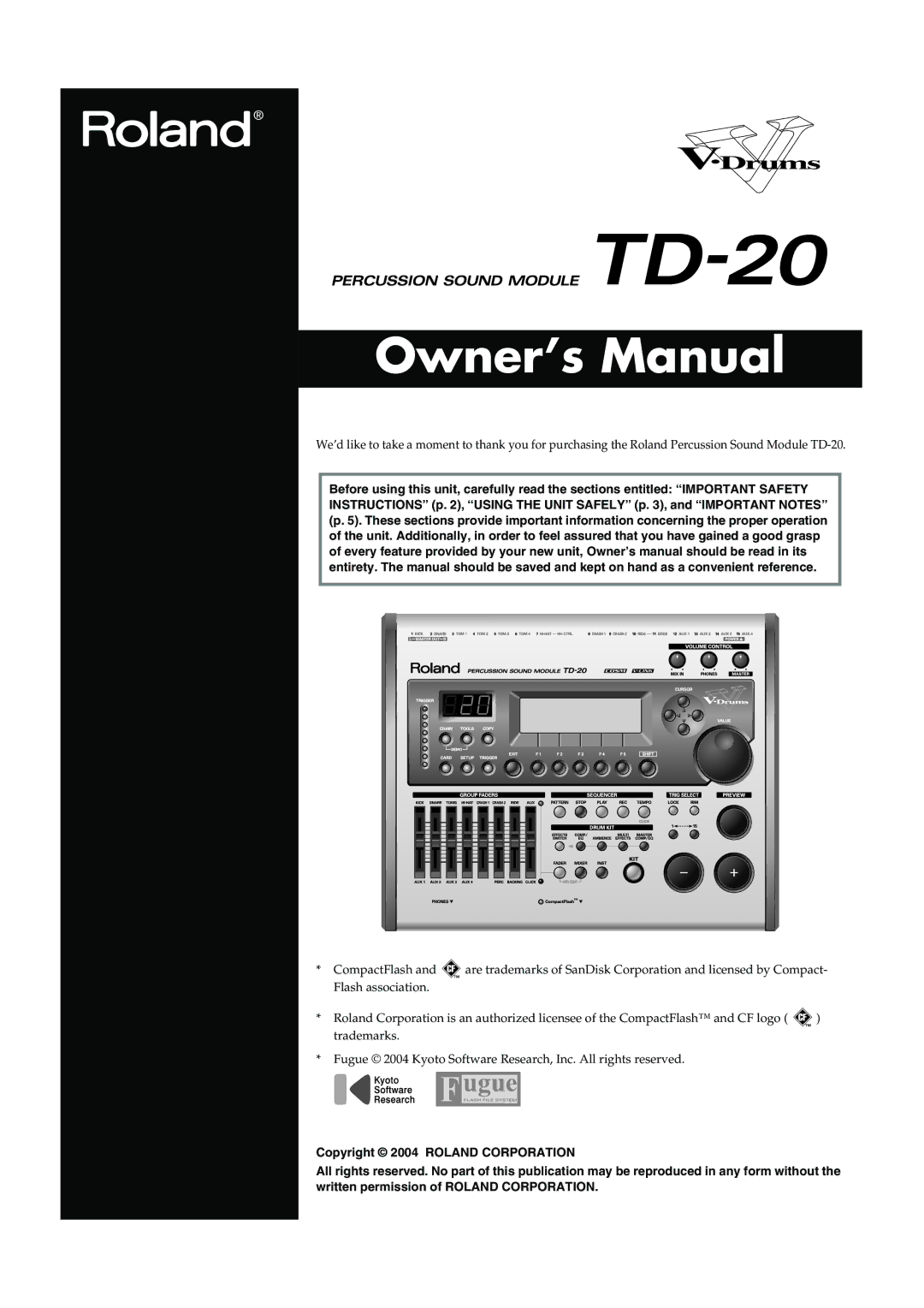 Roland TD-20 owner manual 201b 