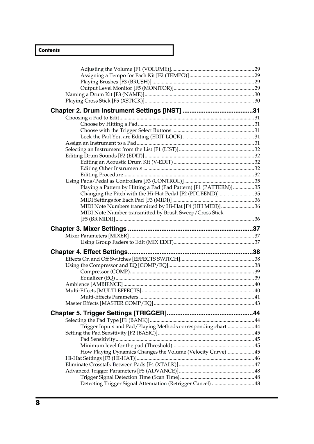 Roland TD-20 owner manual Mixer Settings 