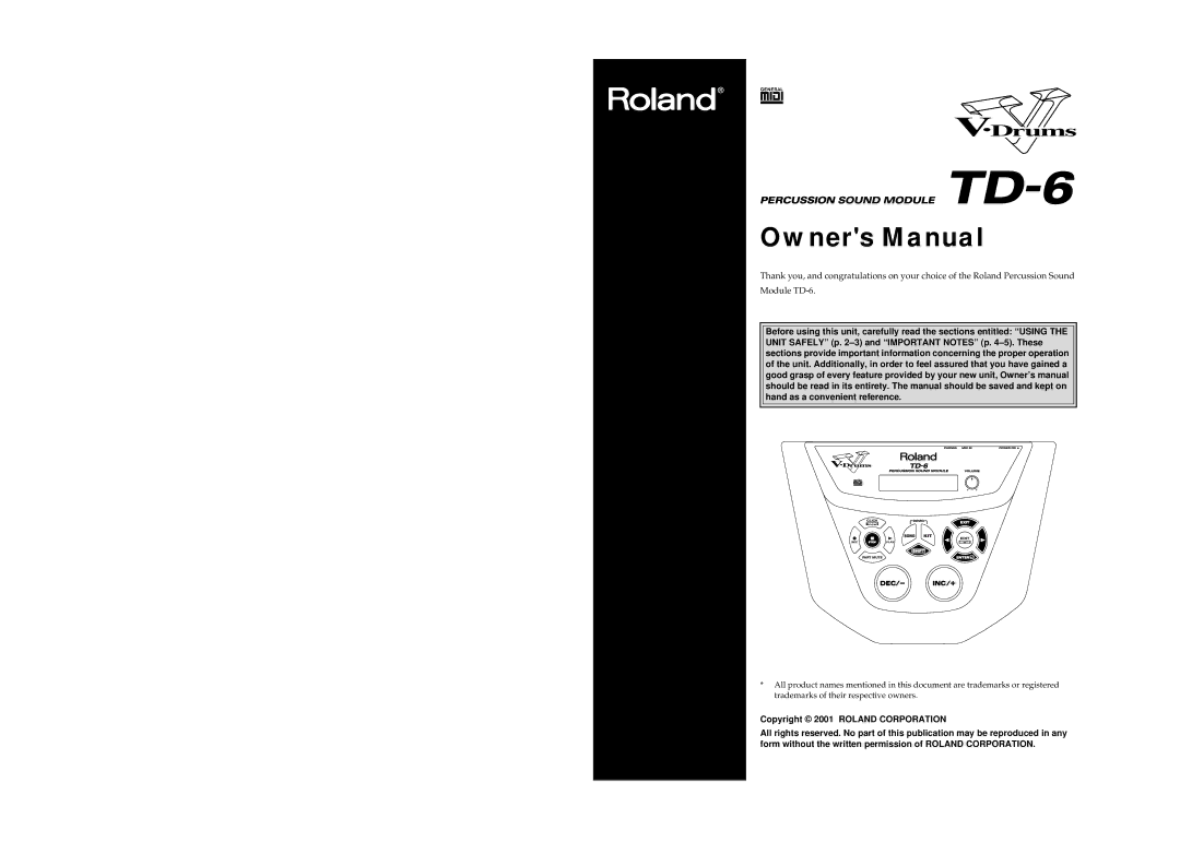 Roland TD-6 owner manual 