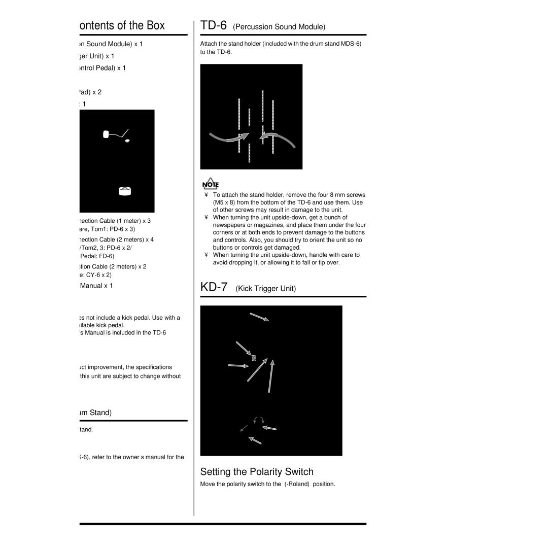 Roland TD-6K manual Check the Contents of the Box 