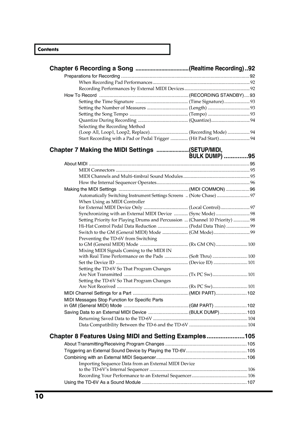 Roland TD-6V owner manual Making the Midi Settings, Features Using Midi and Setting Examples 105 