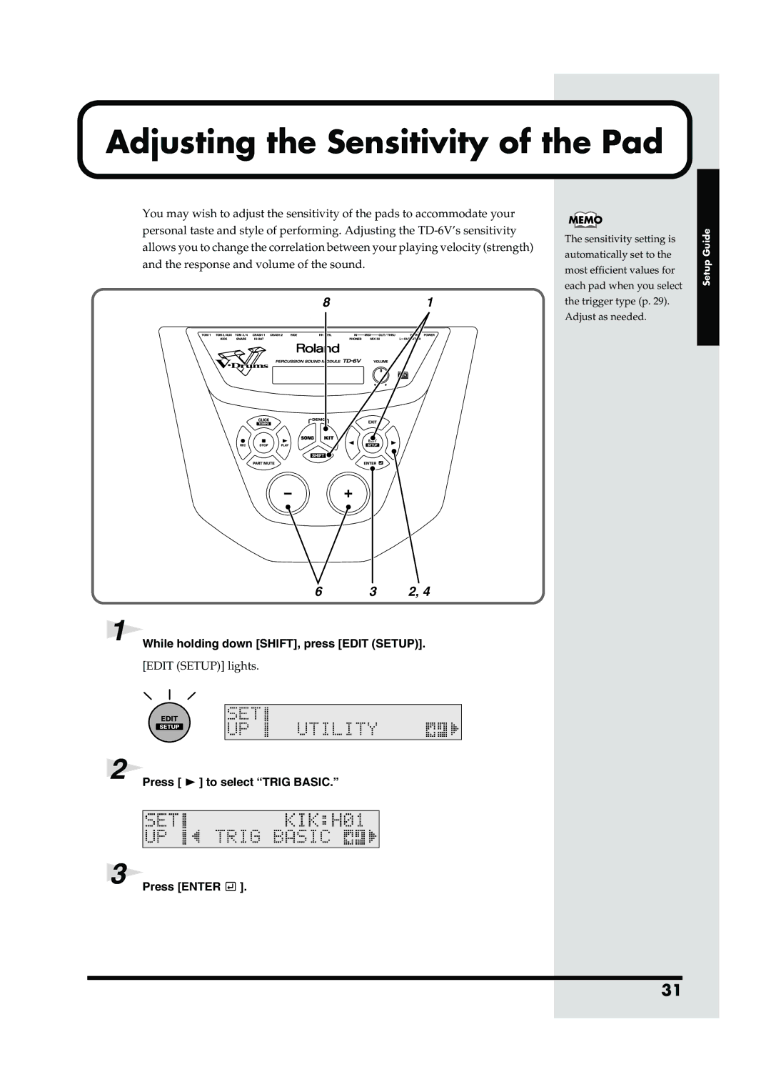 Roland TD-6V owner manual Adjusting the Sensitivity of the Pad, Fig.P-018 