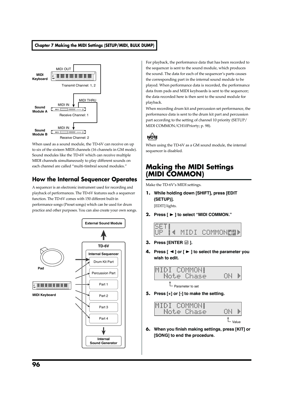 Roland TD-6V owner manual How the Internal Sequencer Operates, Making the Midi Settings SETUP/MIDI, Bulk Dump 