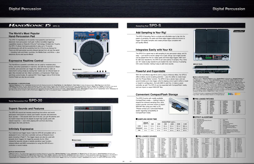 Roland TD-9KX manual World’s Most Popular Hand-Percussion Pad, Expressive Realtime Control, Superb Sounds and Features 