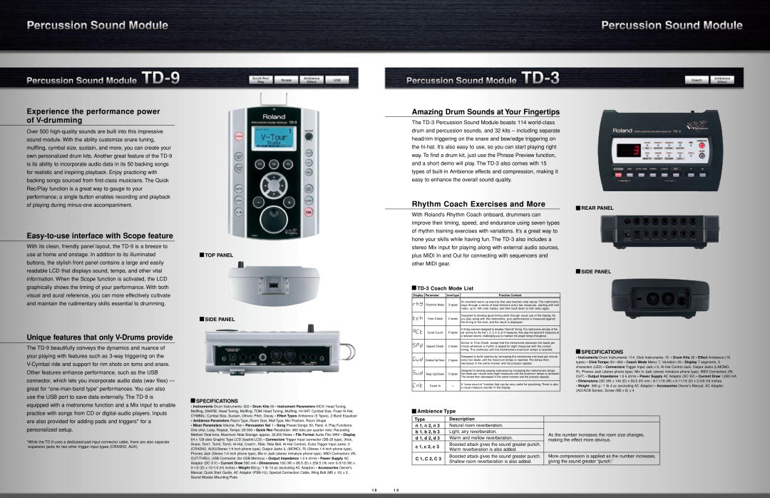 Roland TD-9KX Experience the performance power of V-drumming, Easy-to-use interface with Scope feature, Specifications 