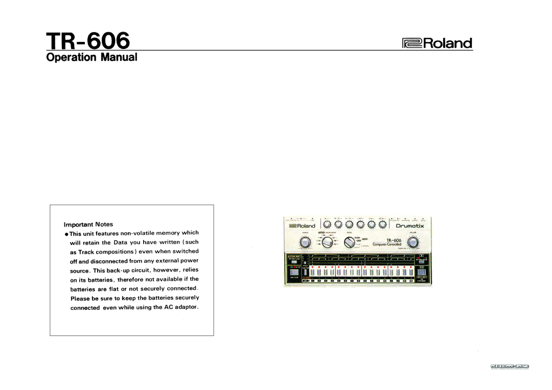 Roland TR-606 manual 