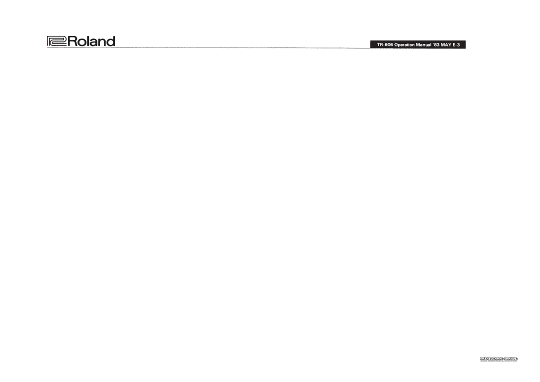 Roland TR-606 manual 