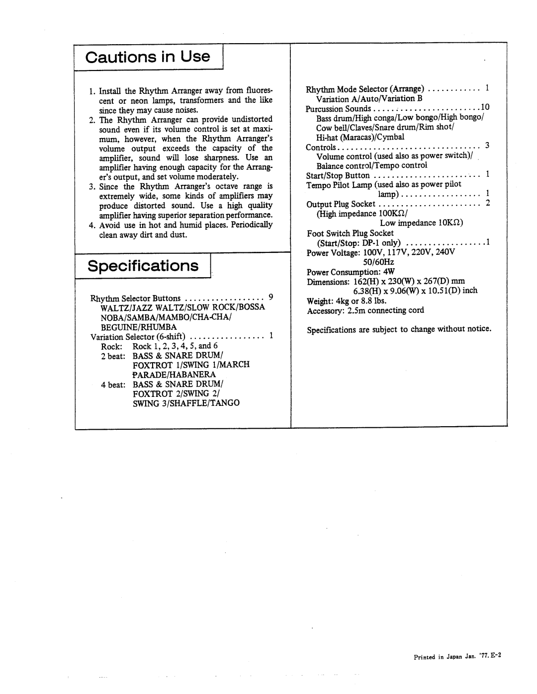 Roland TR-66 manual 