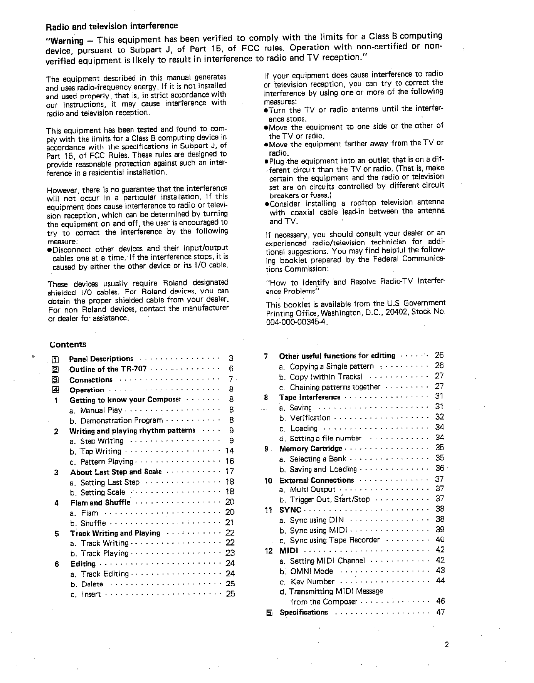 Roland TR-707 manual 