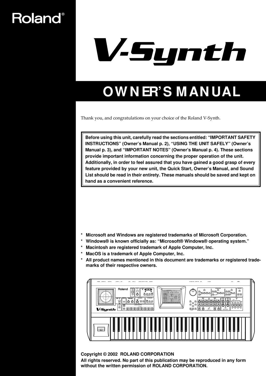 Roland V-Synth owner manual 