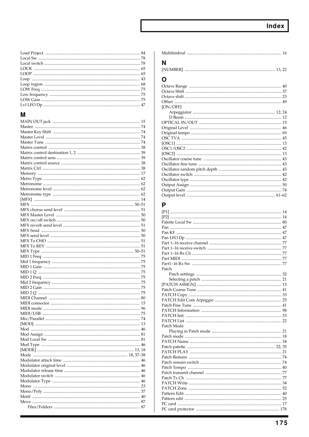 Roland V-Synth owner manual 175, On/Off 