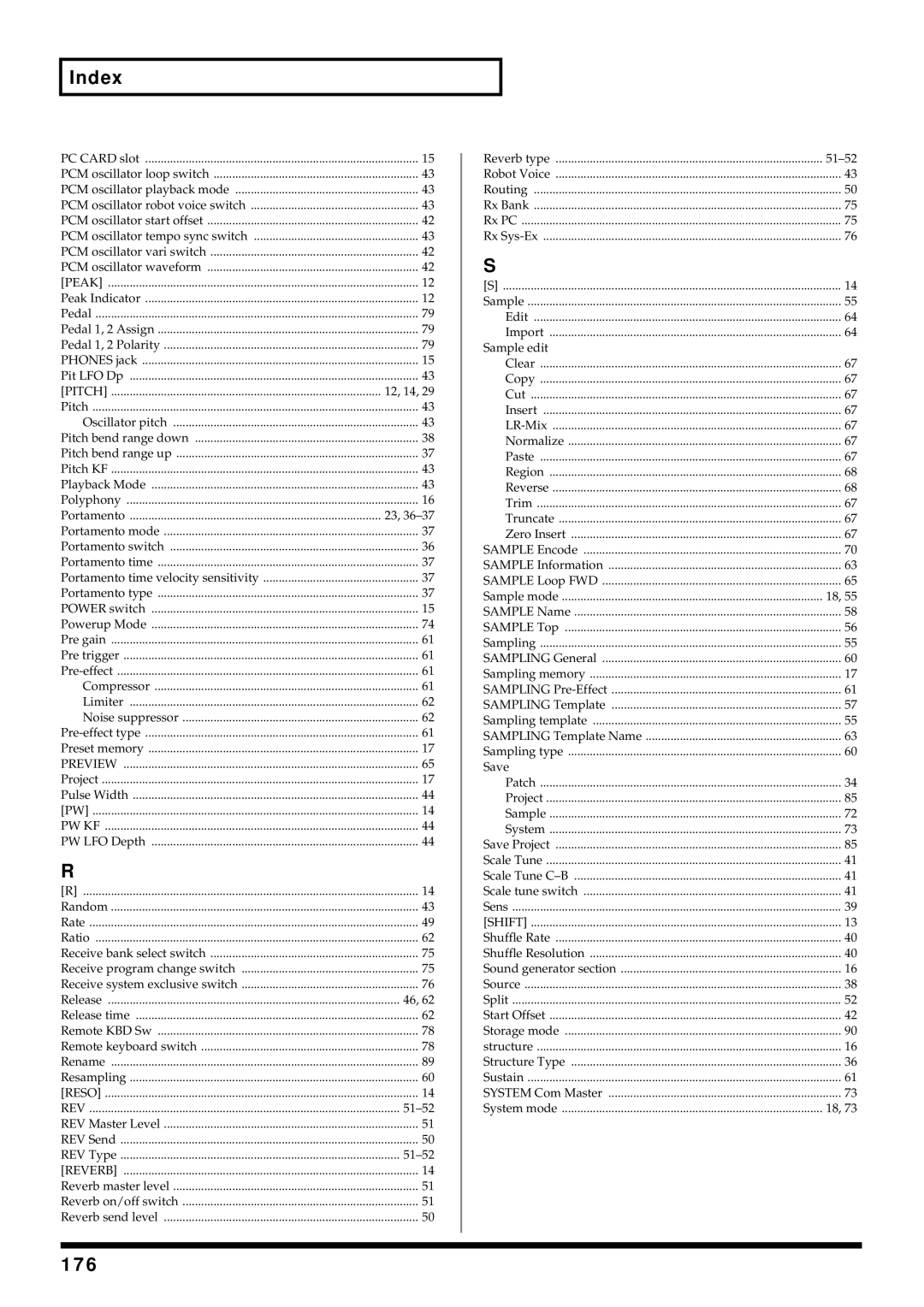 Roland V-Synth owner manual 176, 12, 14 