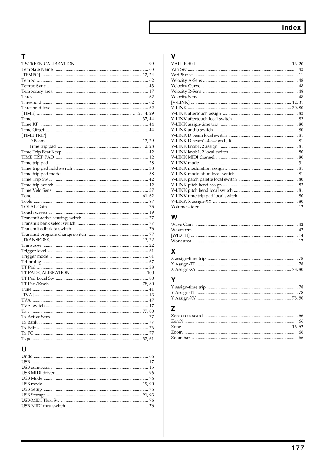 Roland V-Synth owner manual 177, Time Trip 