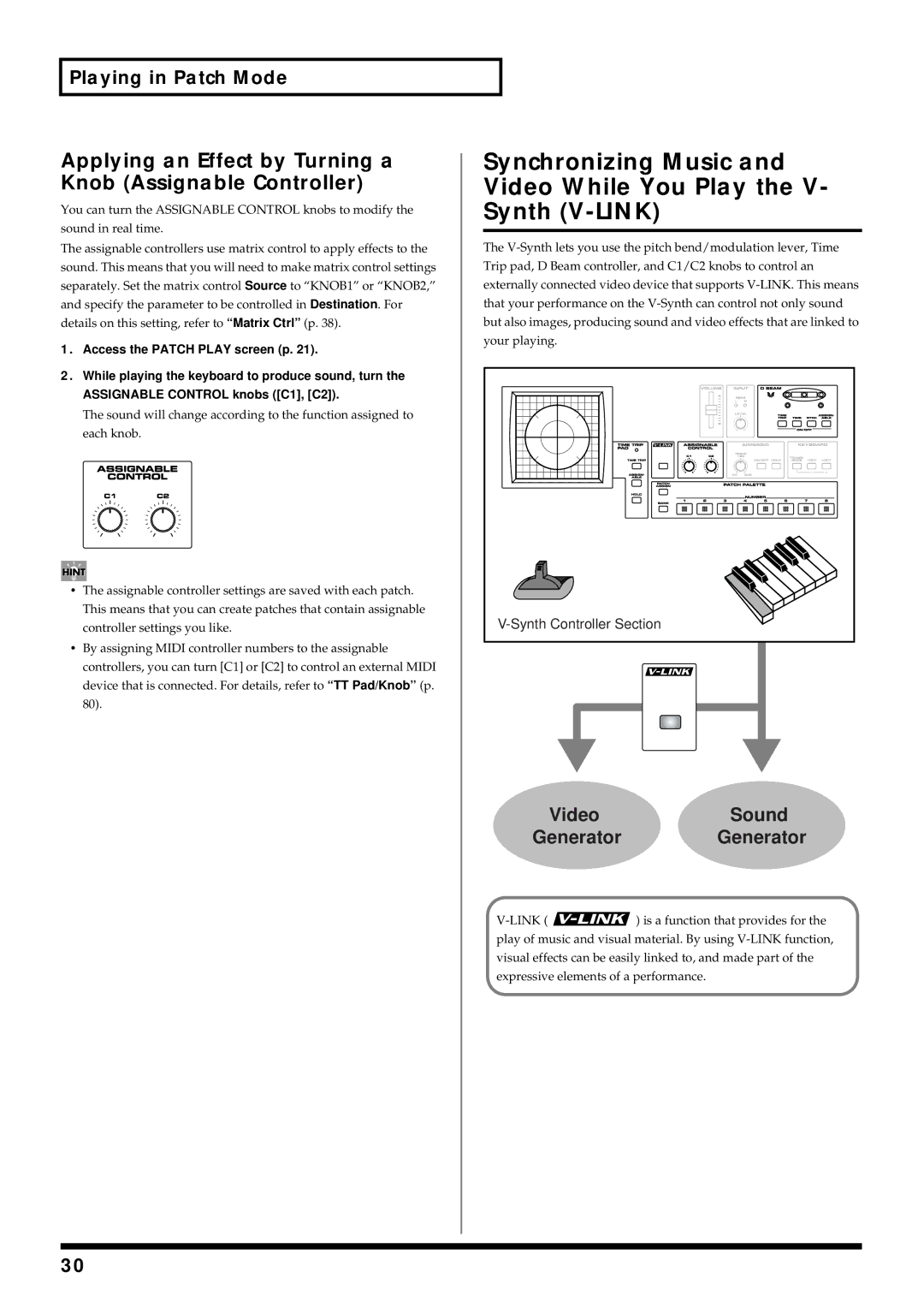 Roland V-Synth owner manual Synchronizing Music Video While You Play Synth V-LINK 