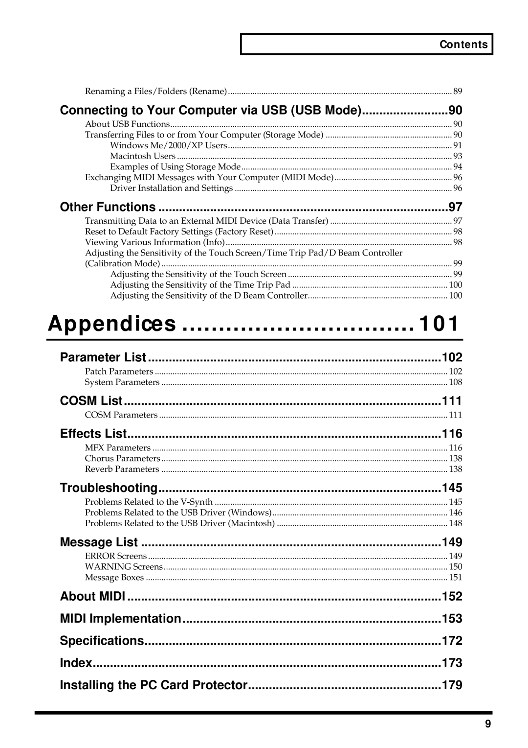 Roland V-Synth owner manual Appendices 101, Connecting to Your Computer via USB USB Mode 