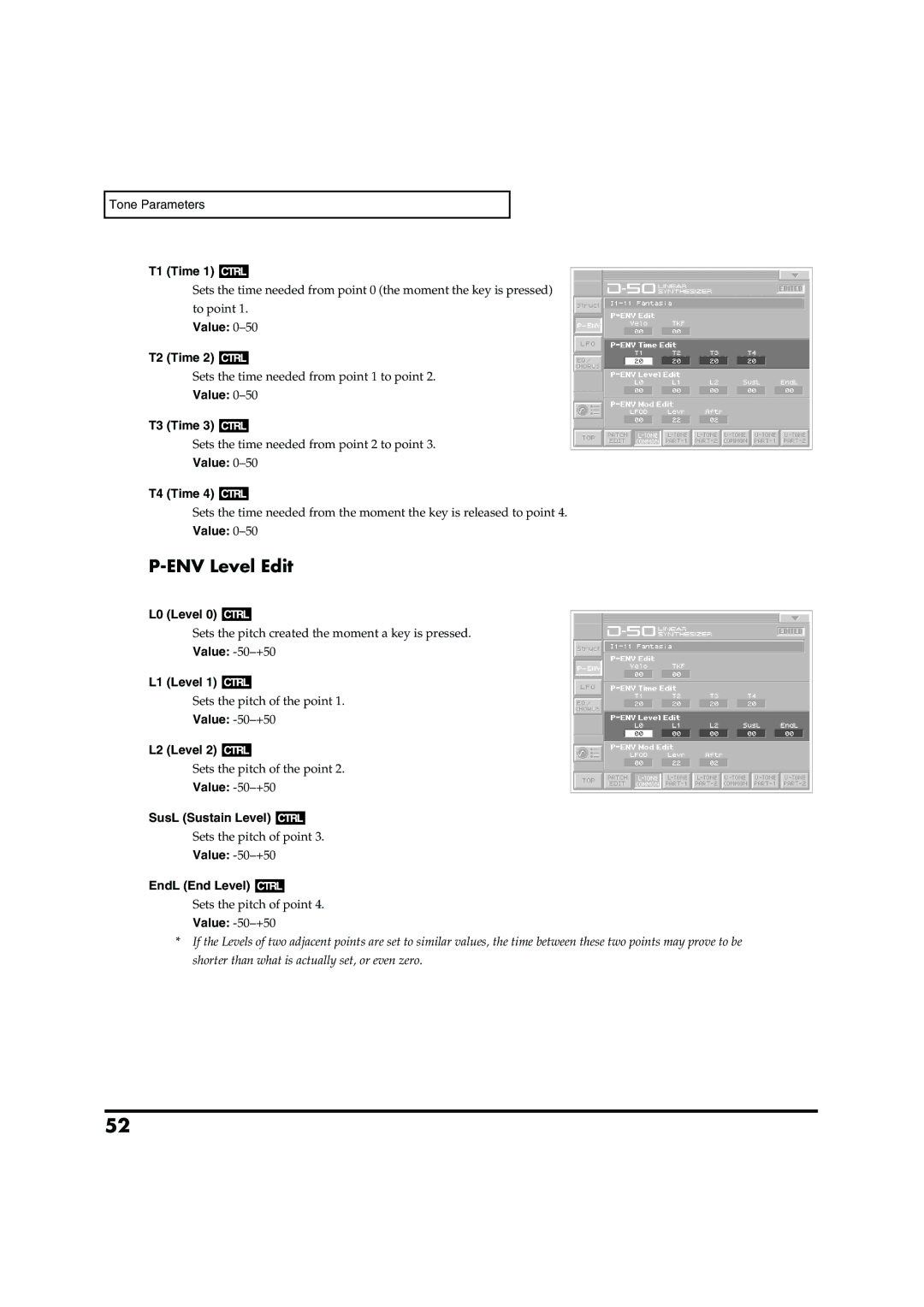 Roland VC-1 D-50 owner manual ENV Level Edit 