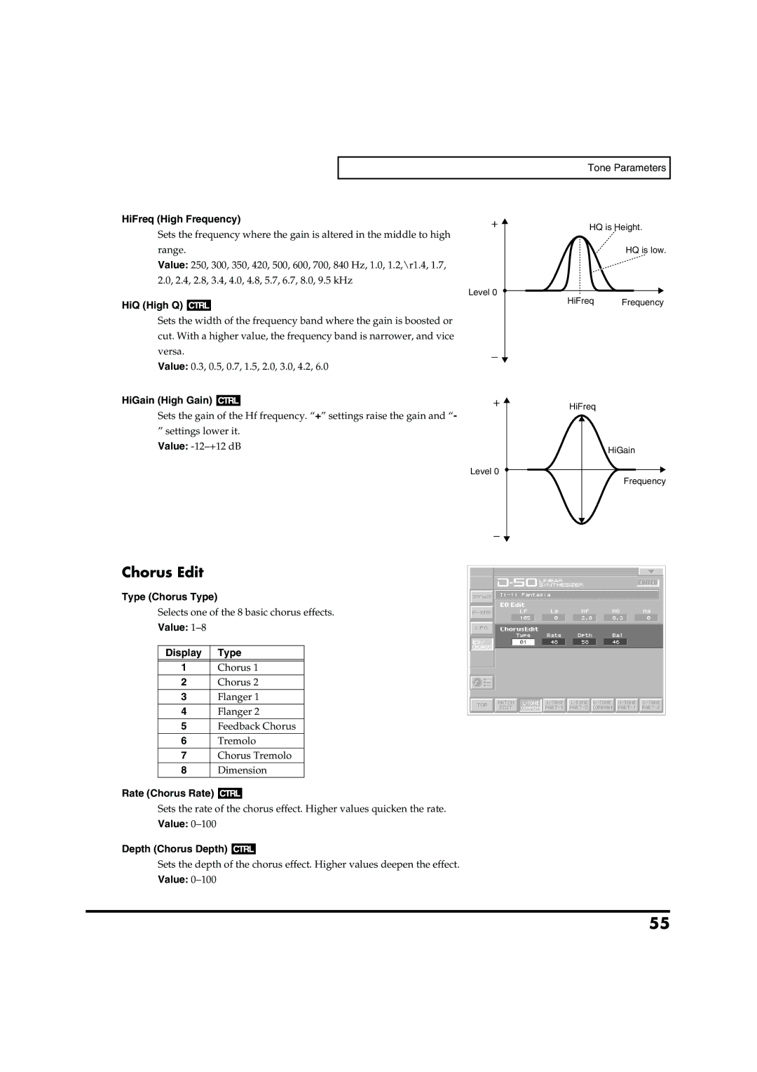 Roland VC-1 D-50 owner manual Chorus Edit 