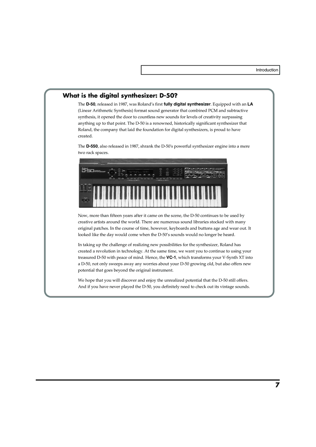 Roland VC-1 D-50 owner manual What is the digital synthesizer D-50? 